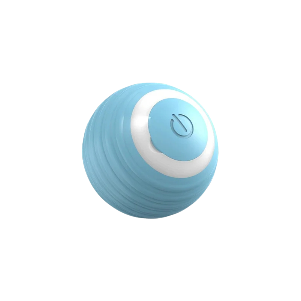 Smart interactive rolling ball toy for dogs with a durable design and automatic movements for play and mental stimulation.